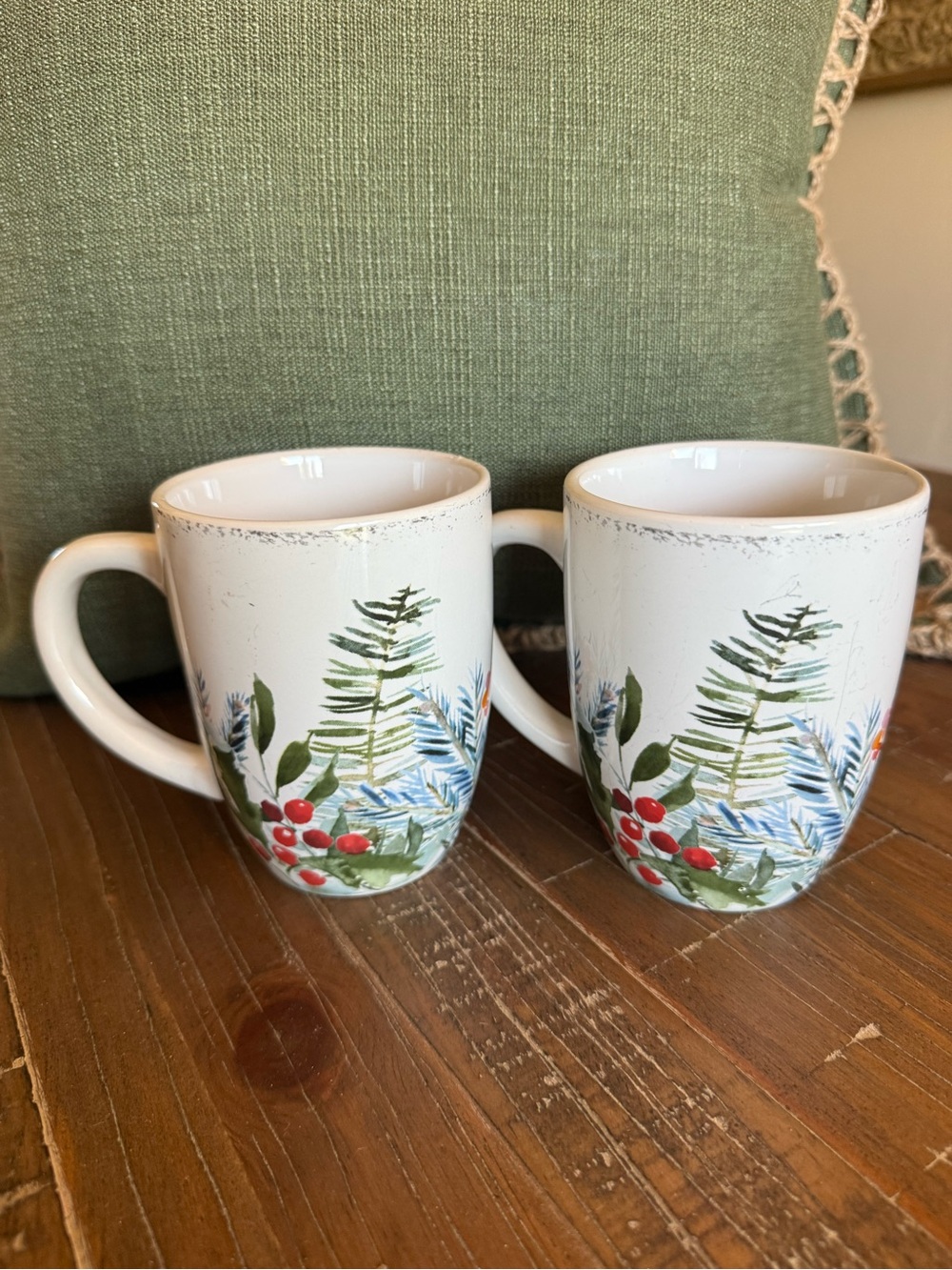 American Atelier "Winter Floral" porcelain mugs -2 mugs